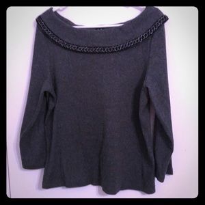 Elegant Rafaella off the shoulder gray sweater
